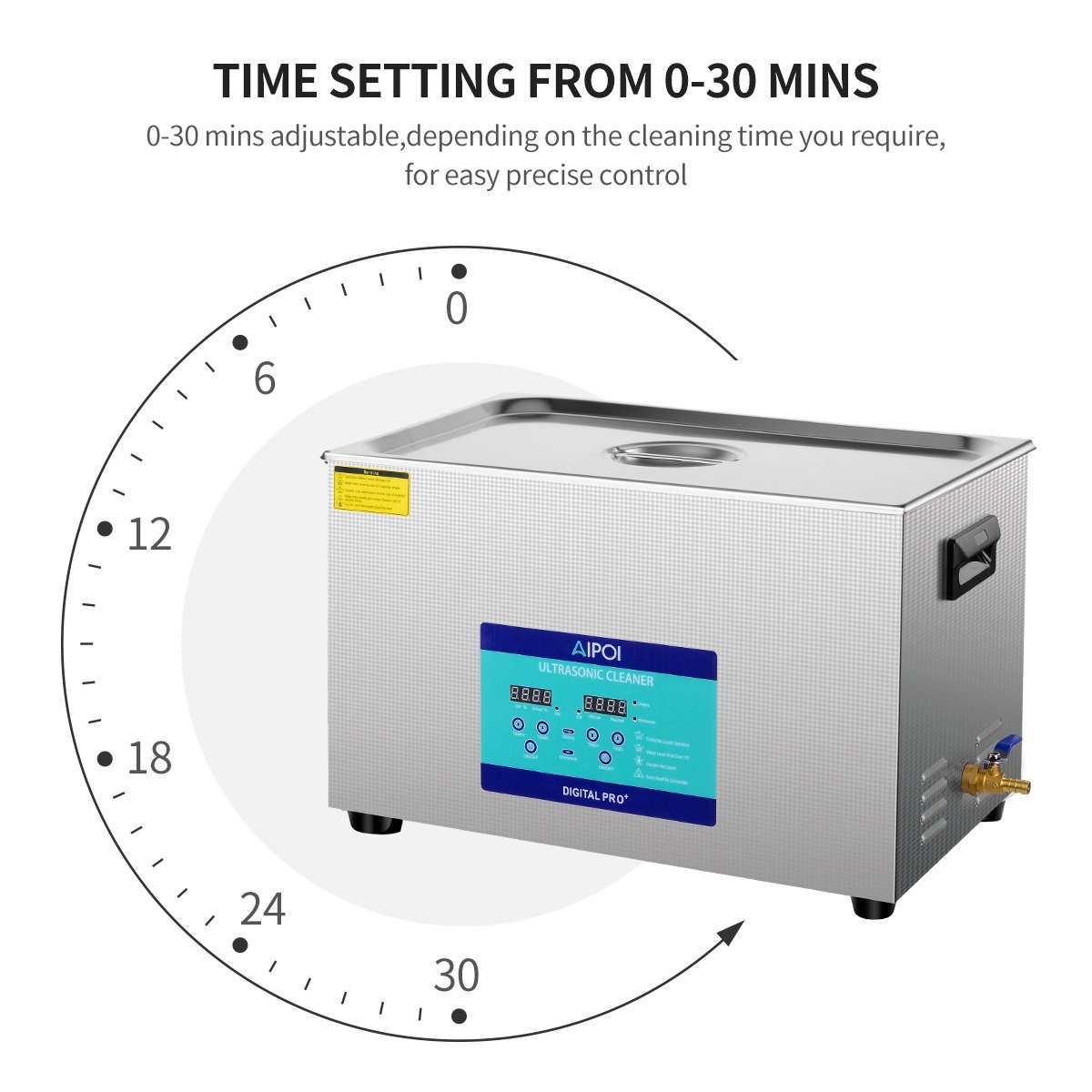 AIPOI 30L Ultrasonic Cleaner Cleaning Equipment Liter Industry Heated W/ Timer