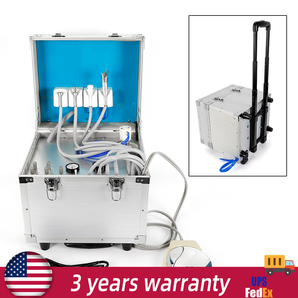 Dental Mobile Delivery Unit Rolling Box Air Compressor Suction+4 Holes 360W USA