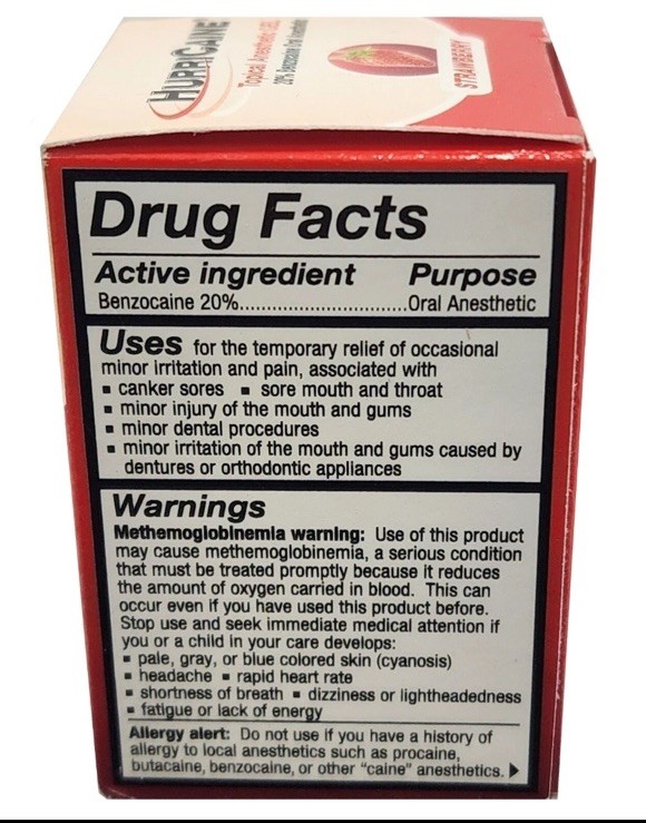 *1-Bottle* HurriCaine Topical Athletic Gel Strawberry Tooth Pain Relief Instant