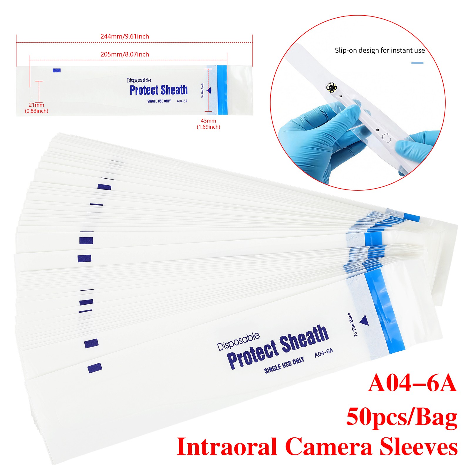 Dental A04-6A Disposable Protect Sheath Intraoral Camera Cover 100/200/300/500Pc