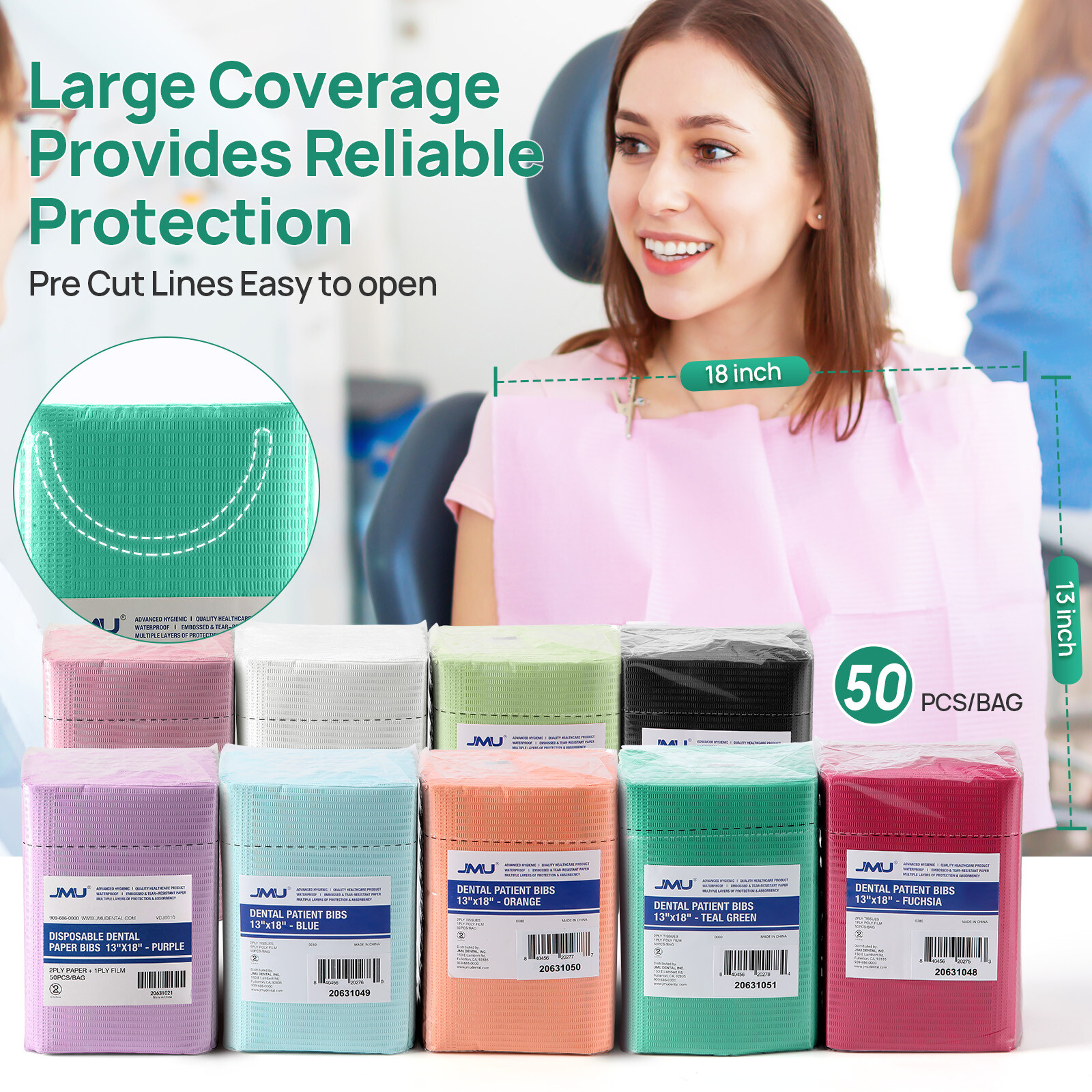 3-Ply Disposable Waterproof Dental Medical Bibs Three Layers 13″x18″ 200pcs