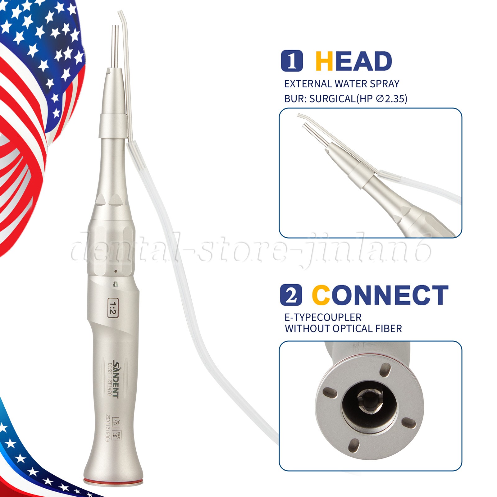 Dental 1:2 Increasing Surgical Osteotomy Handpiece Straight E-type HP Φ2.35mm