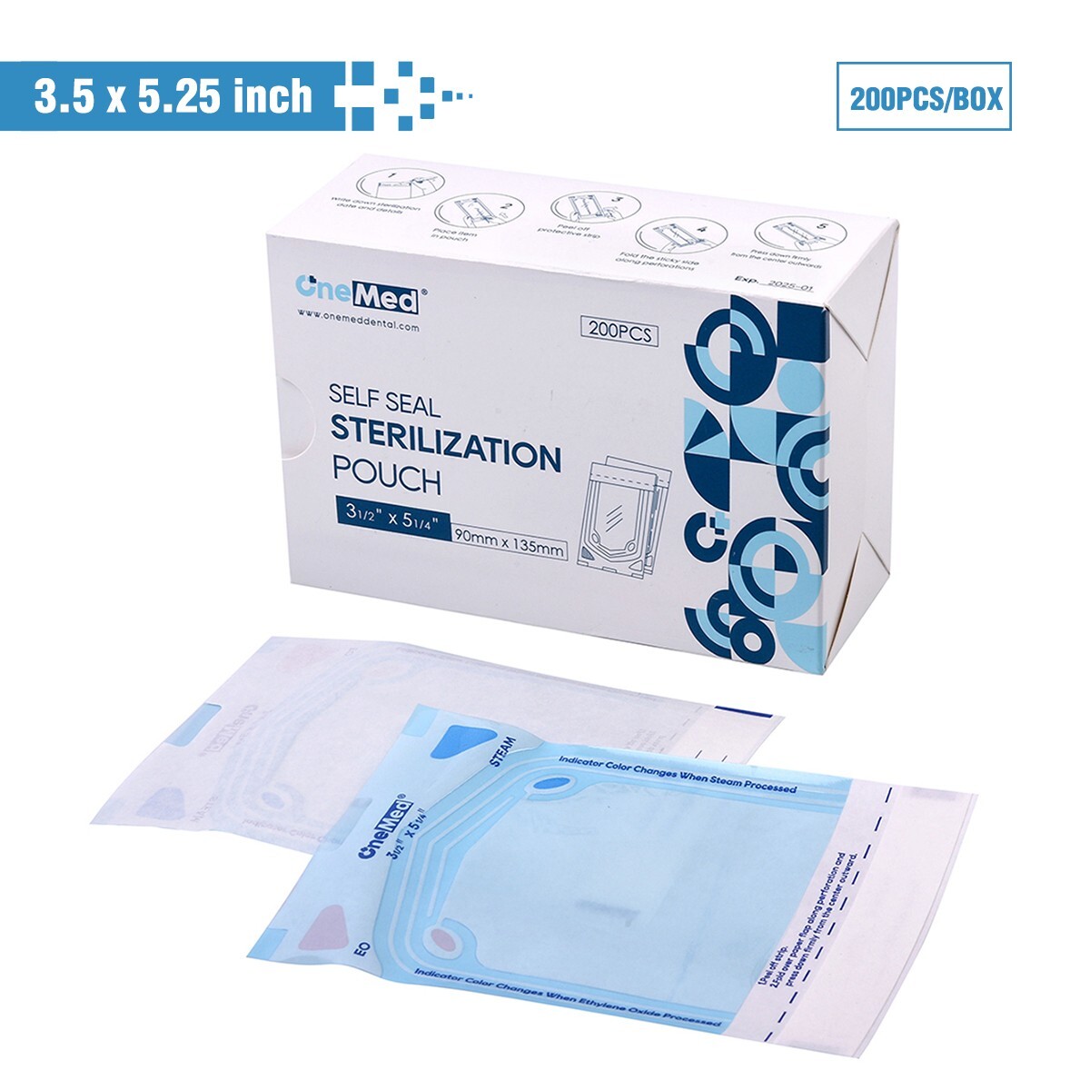 1000(5 Boxes) 3.5″x5.25″ Self Seal Sterilization Pouches, for Dental Tattoo Nail