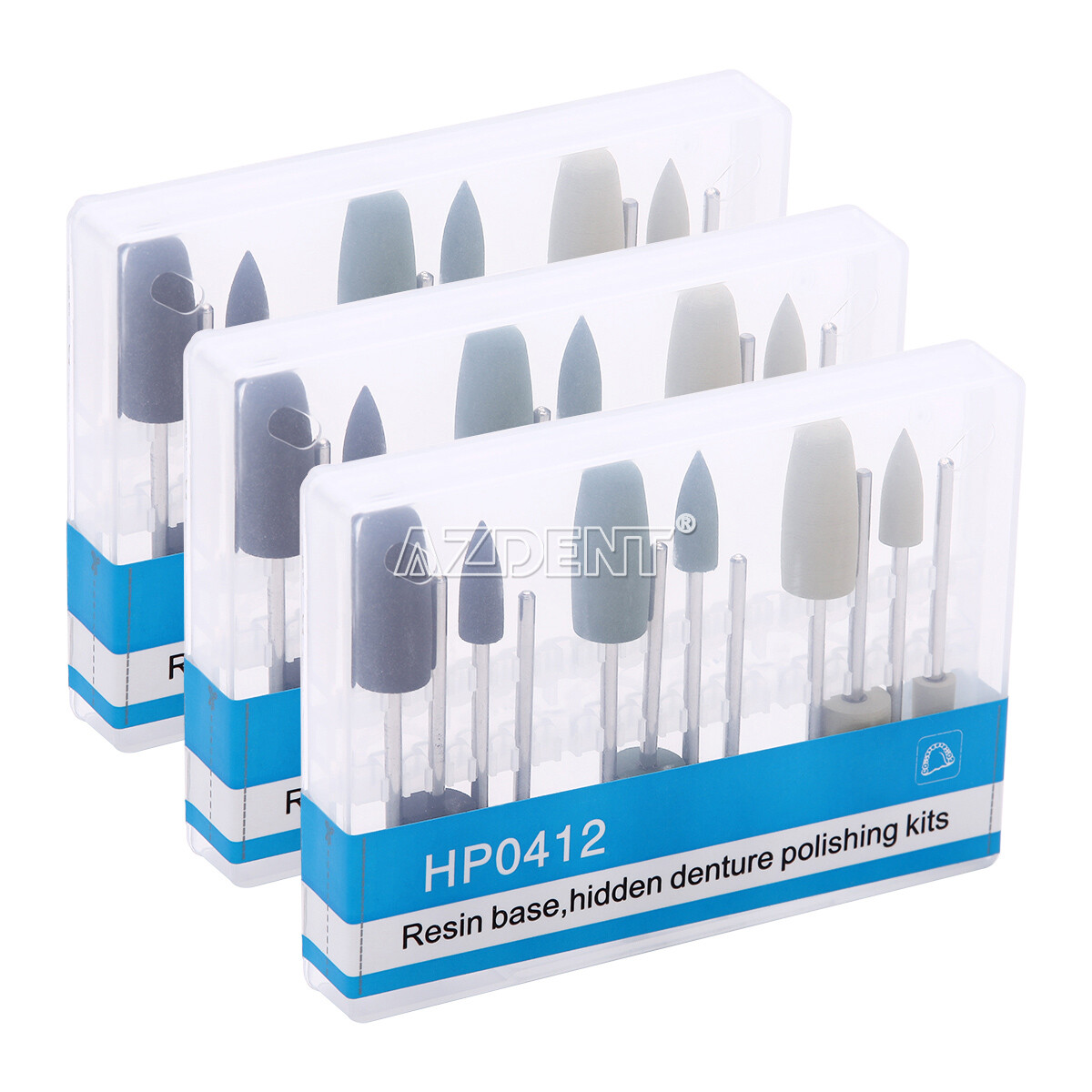 12pcs Dental Silicone Polishers Resin Base Acrylic Polishing Burs HP0412 2.35mm