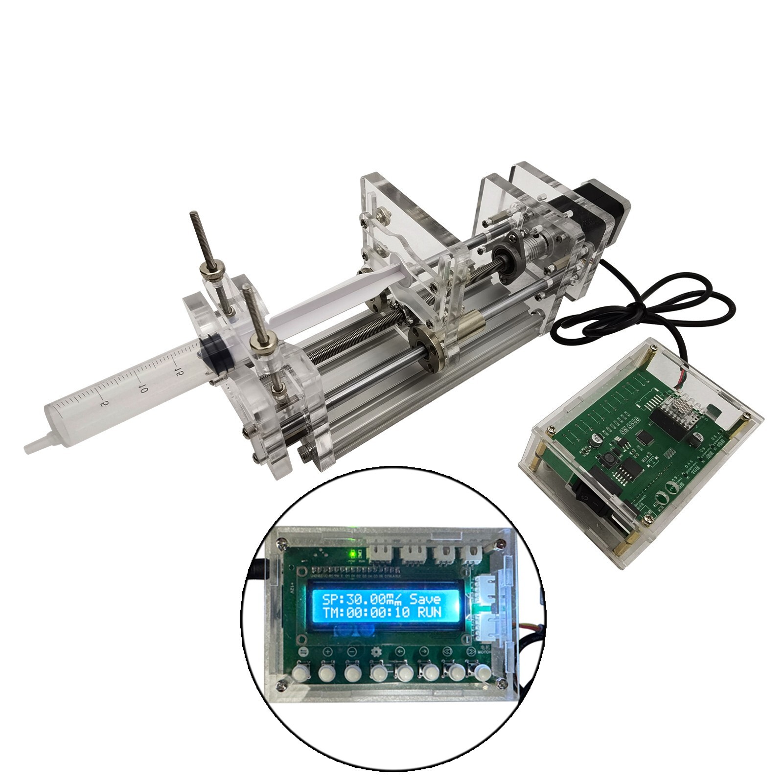 100-240V Lab Syringe Pump Dispensing Apparatus 1.9″ Pressure 0.01-99.99ml/min