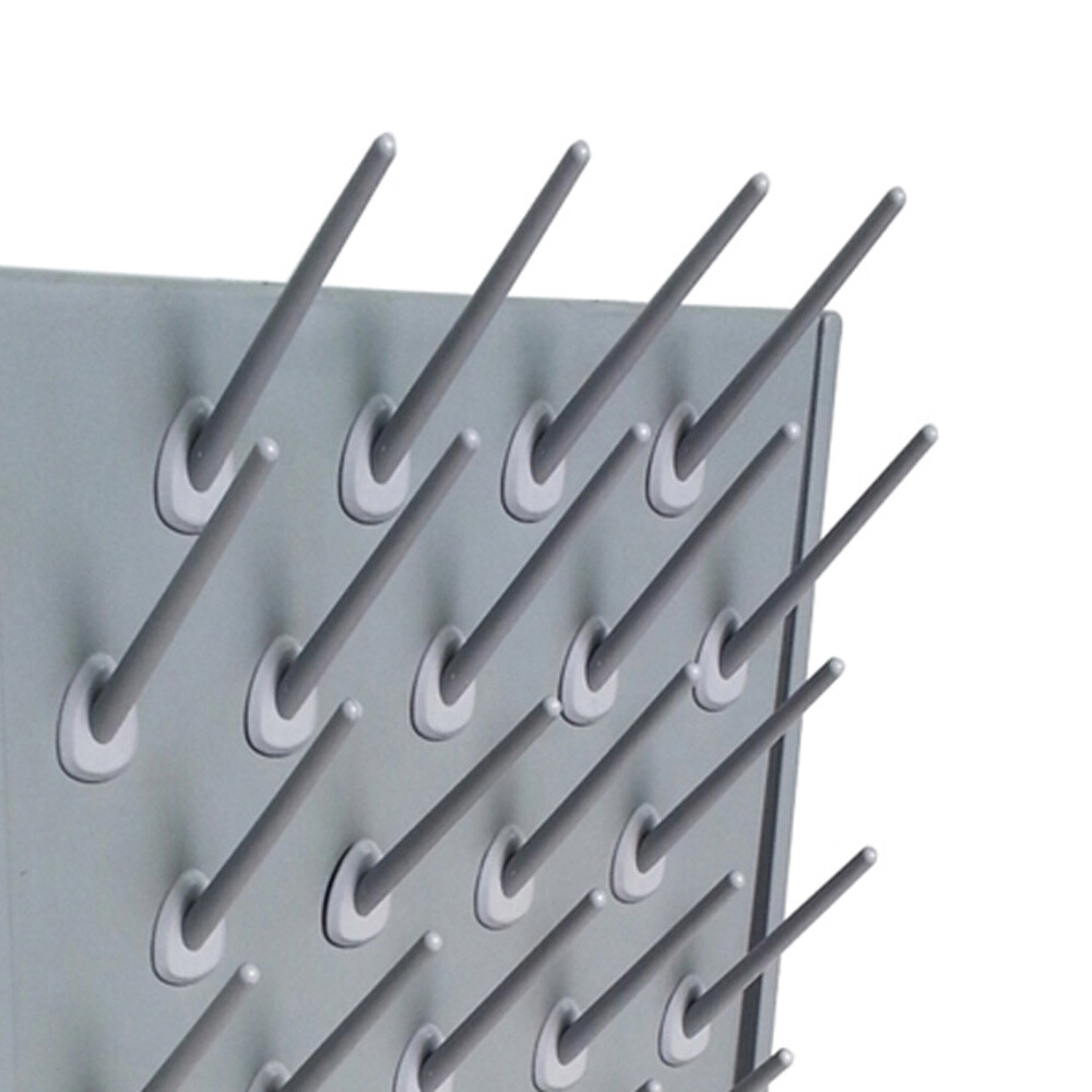 2PCS Lab Supply Wall Desk Drying Rack 27 Pegs Cleaning Equipment Grey PP Shelf