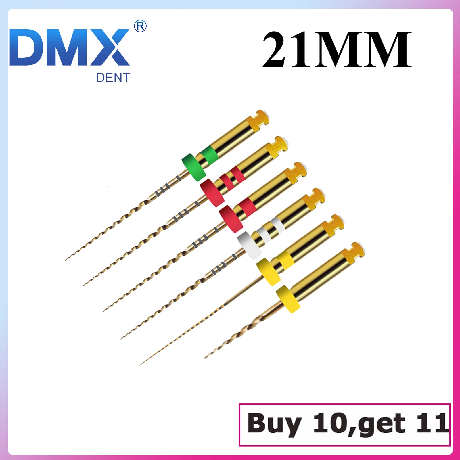 6pcs Endodontic Dental Endo Files X3-Pro Gold Taper Root Canal Rotary Files NITI