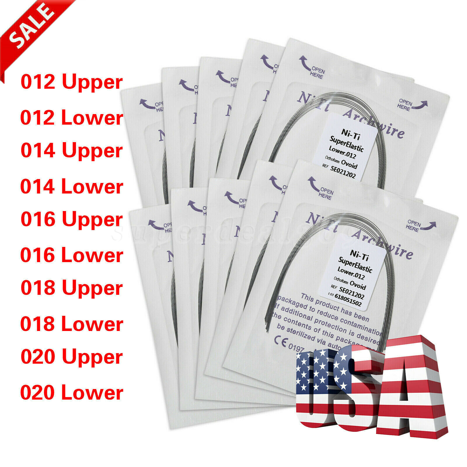 USA Dental Ortho Super Elastic Niti Round Arch Wire Ovoid 012-020upper/lower all