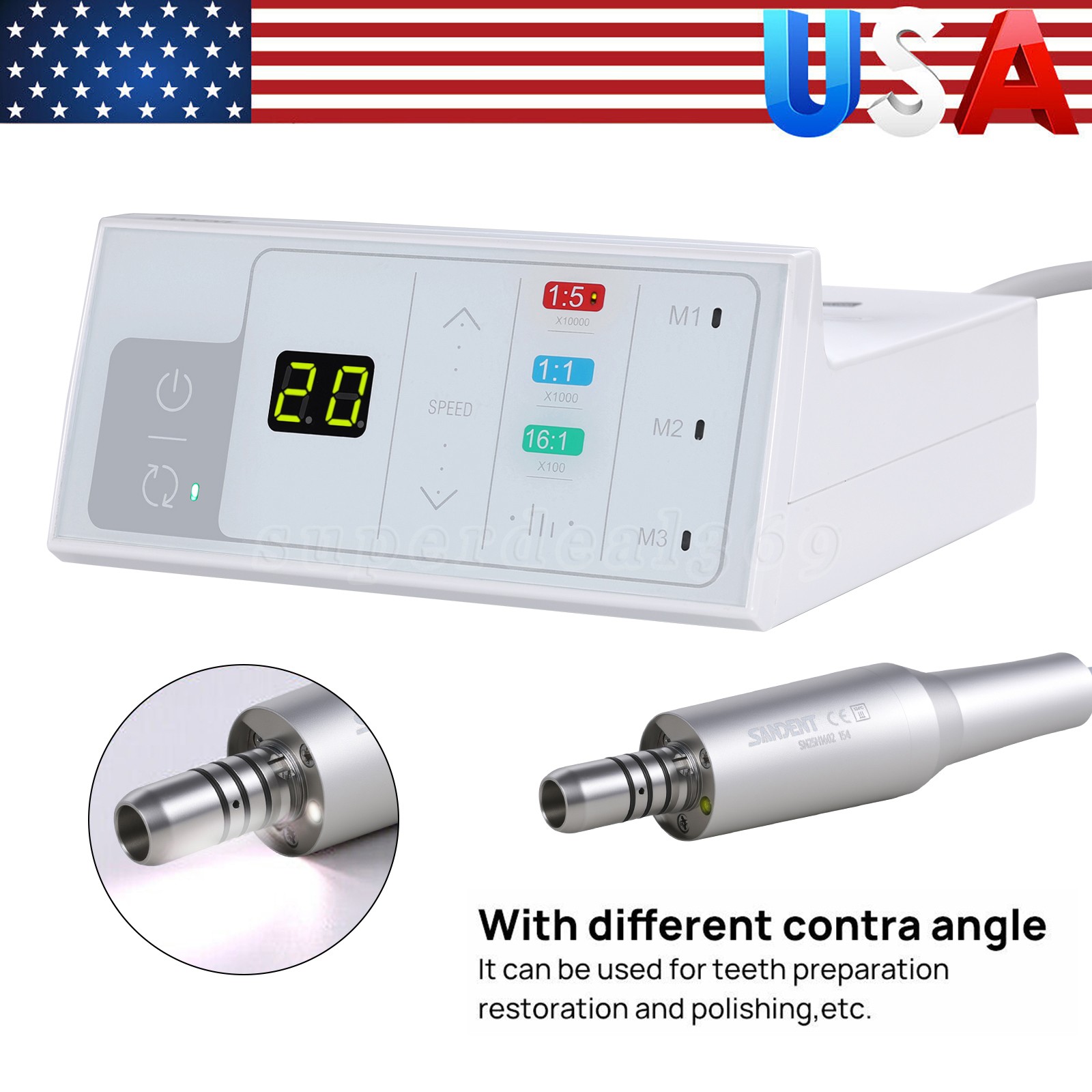 Dental Electric Handpiece Motor System LED Brushless Built-in 1:1 1:5 16:1 Modes