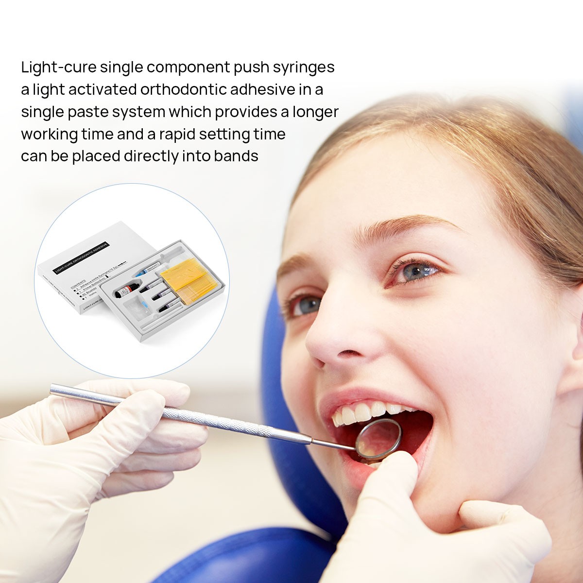 Dental Orthodontic Bonding Primer Bracket Light Cure Adhesive Paste Syringe Kit