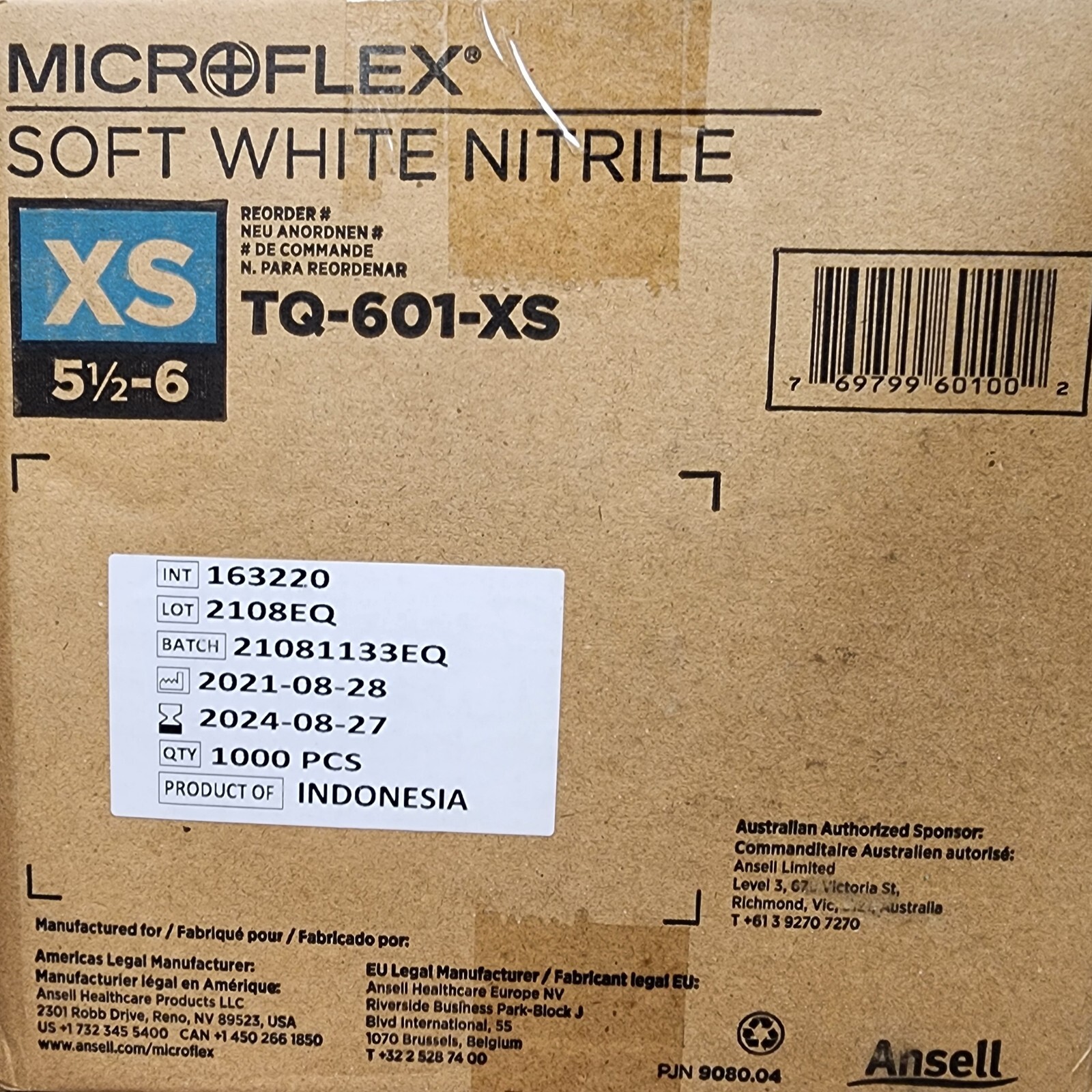 Ansell Tq-601-Xs Exam Gloves, Nitrile, Powder Free White, Xs, 1000 Ct