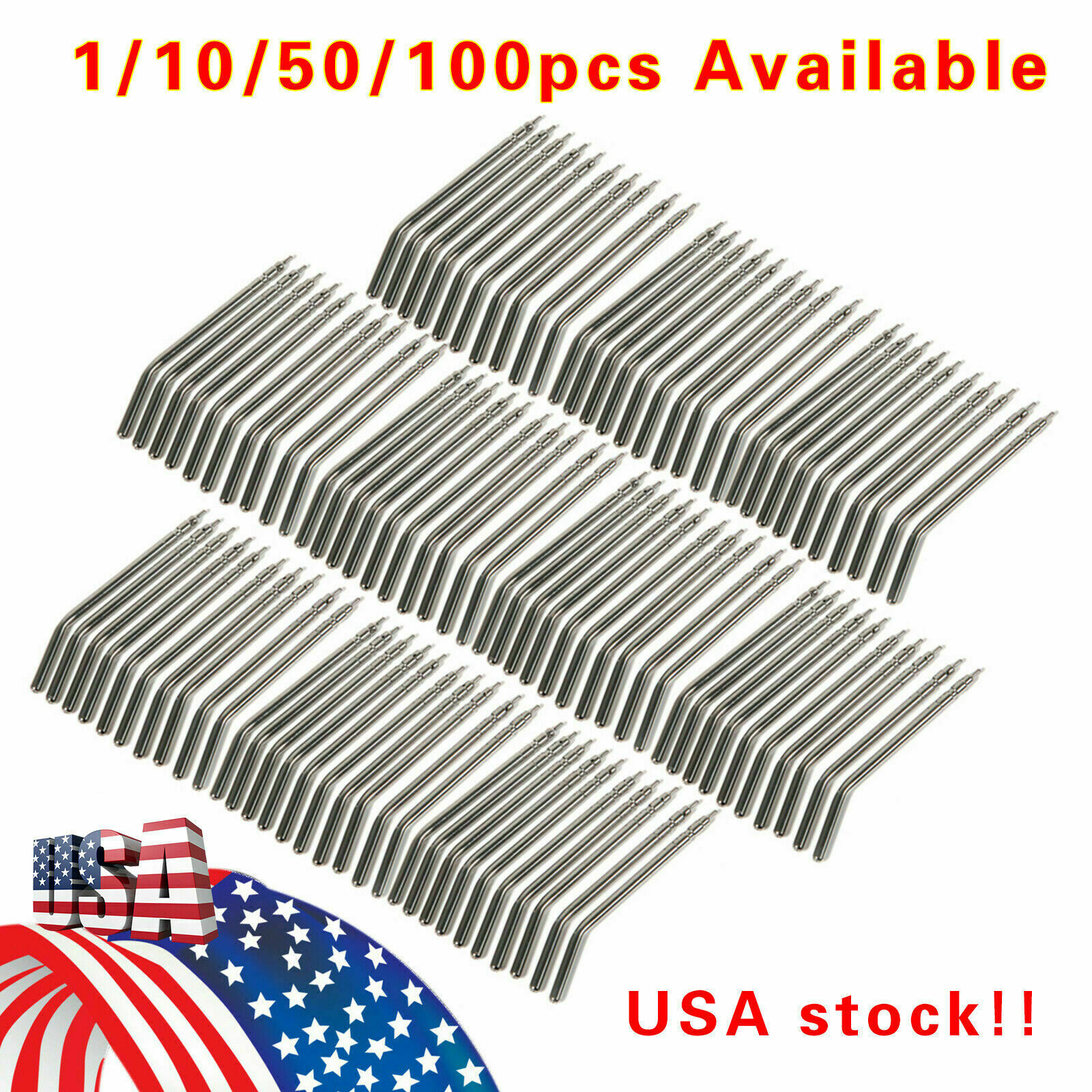 50/100* Dental Air Water Spray Triple Syringe Nozzles Tips Tubes Solid Alloy