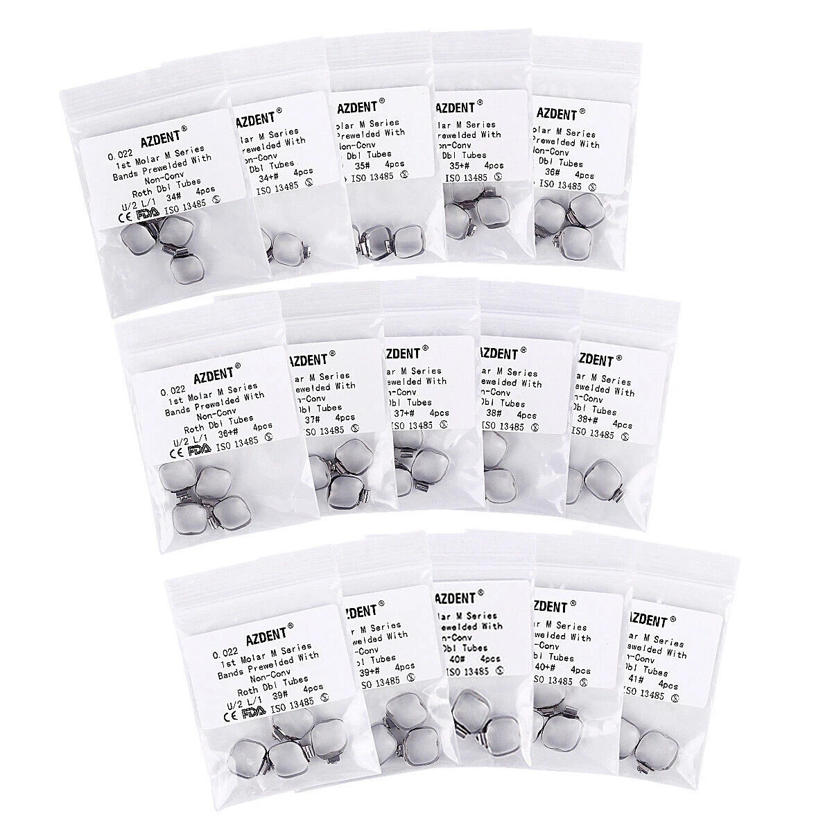 Dental Orthodontic 1st Molar MBT/Roth U1L1/U2L1/U3L2 .022 Bands Buccal Tube