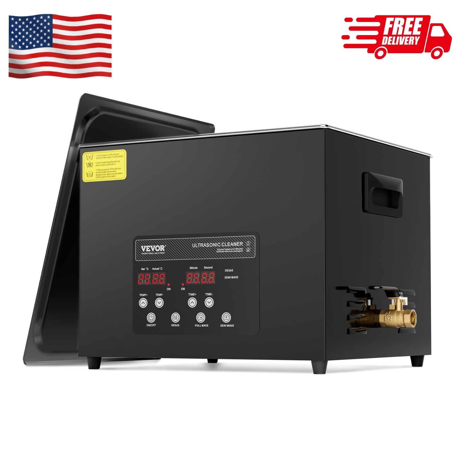 15L Sonic Cleaning Device, 360W Digital Sonic Washing Equipment w/ Mild Setting