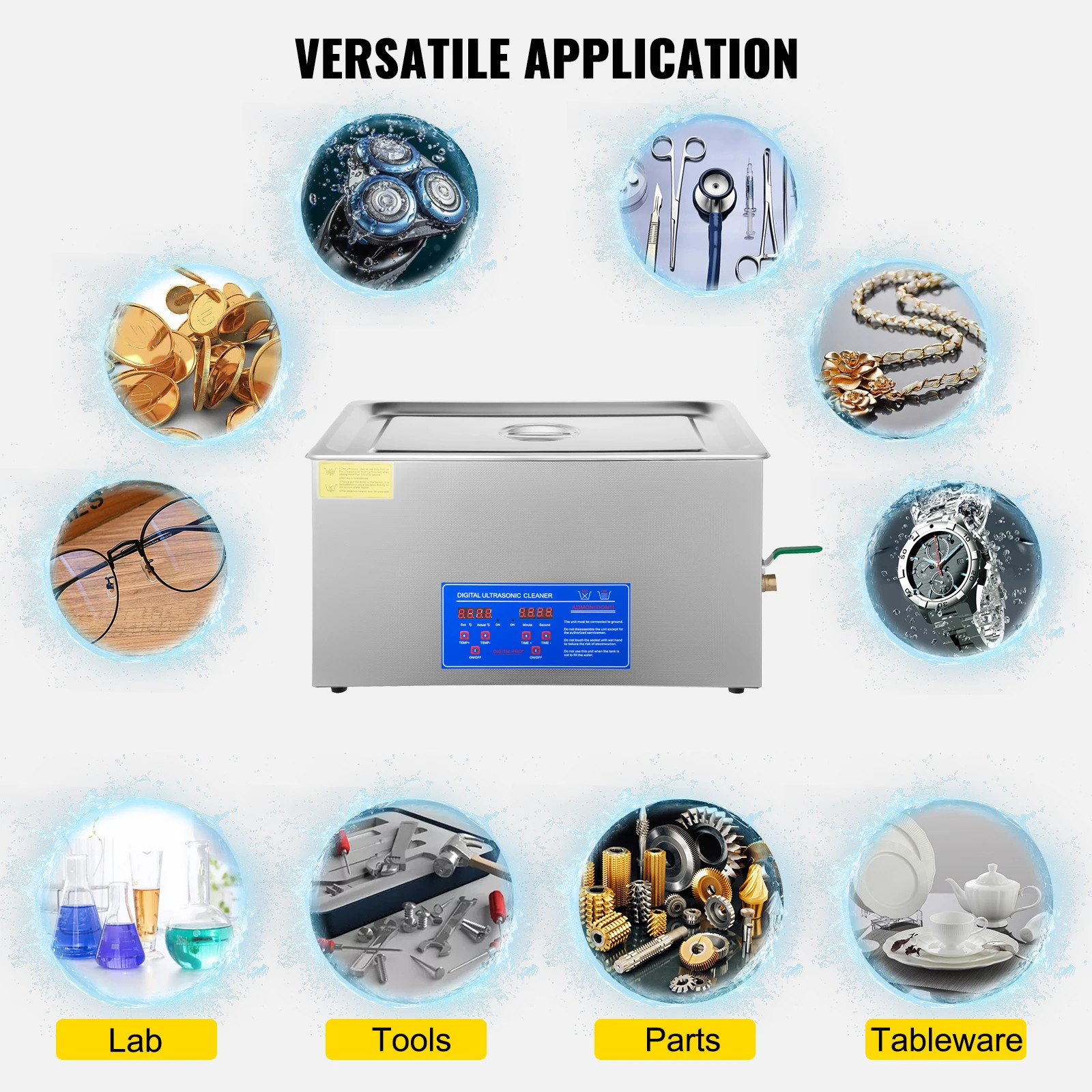 SucceBuy 1.3L 2L 3L 6L 10L 15L 22L 30L Ultrasonic Cleaner Lave Dishes Portable