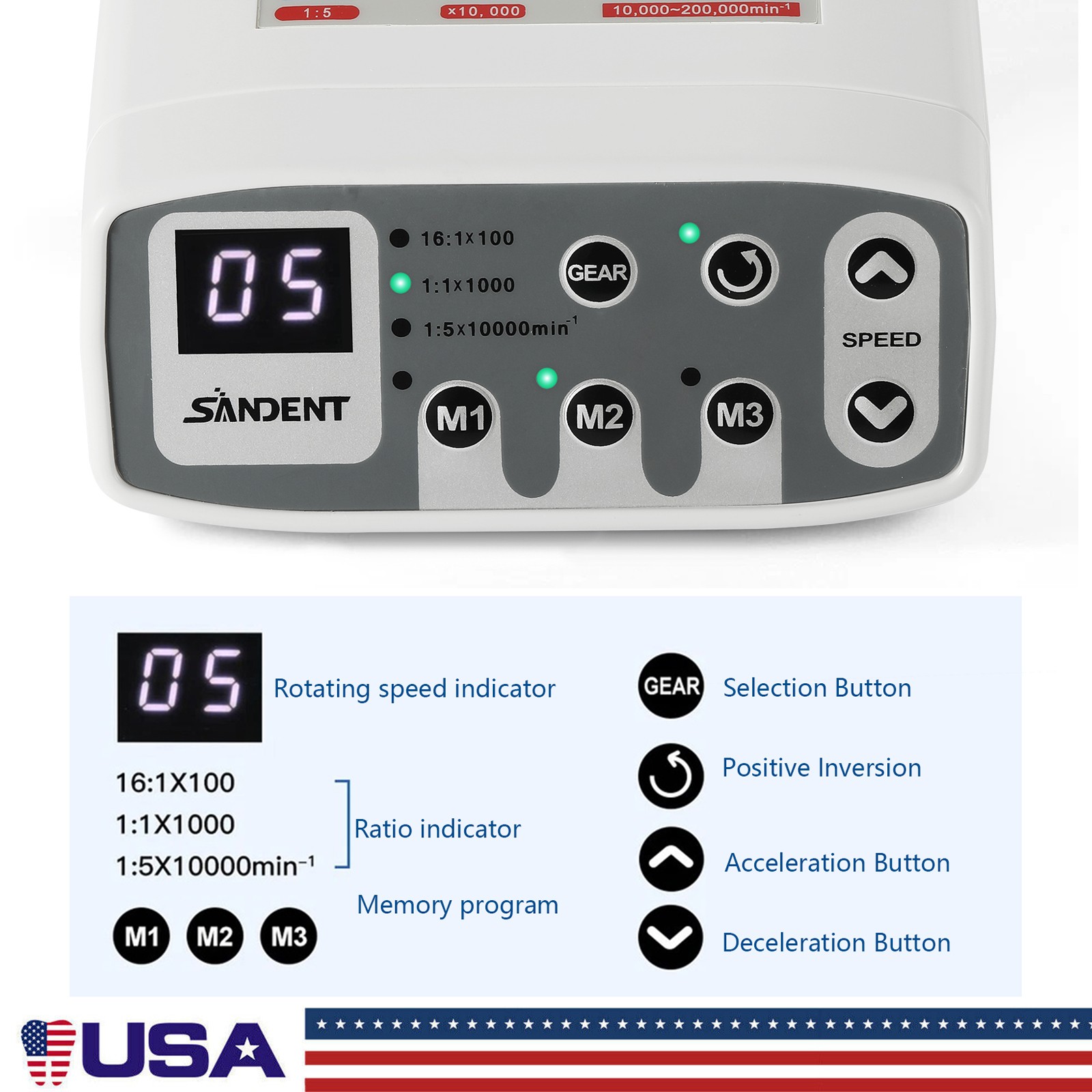 Dental Electronic LED Brushless Electric micro motor QI901