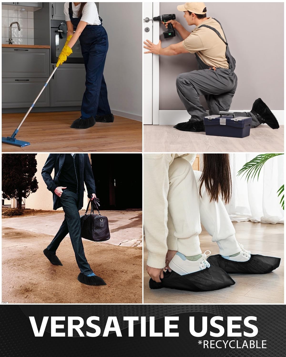 Disposable Heavy Duty Shoe Covers, XL Waterproof Booties, Non-Slip, 100 Pack for