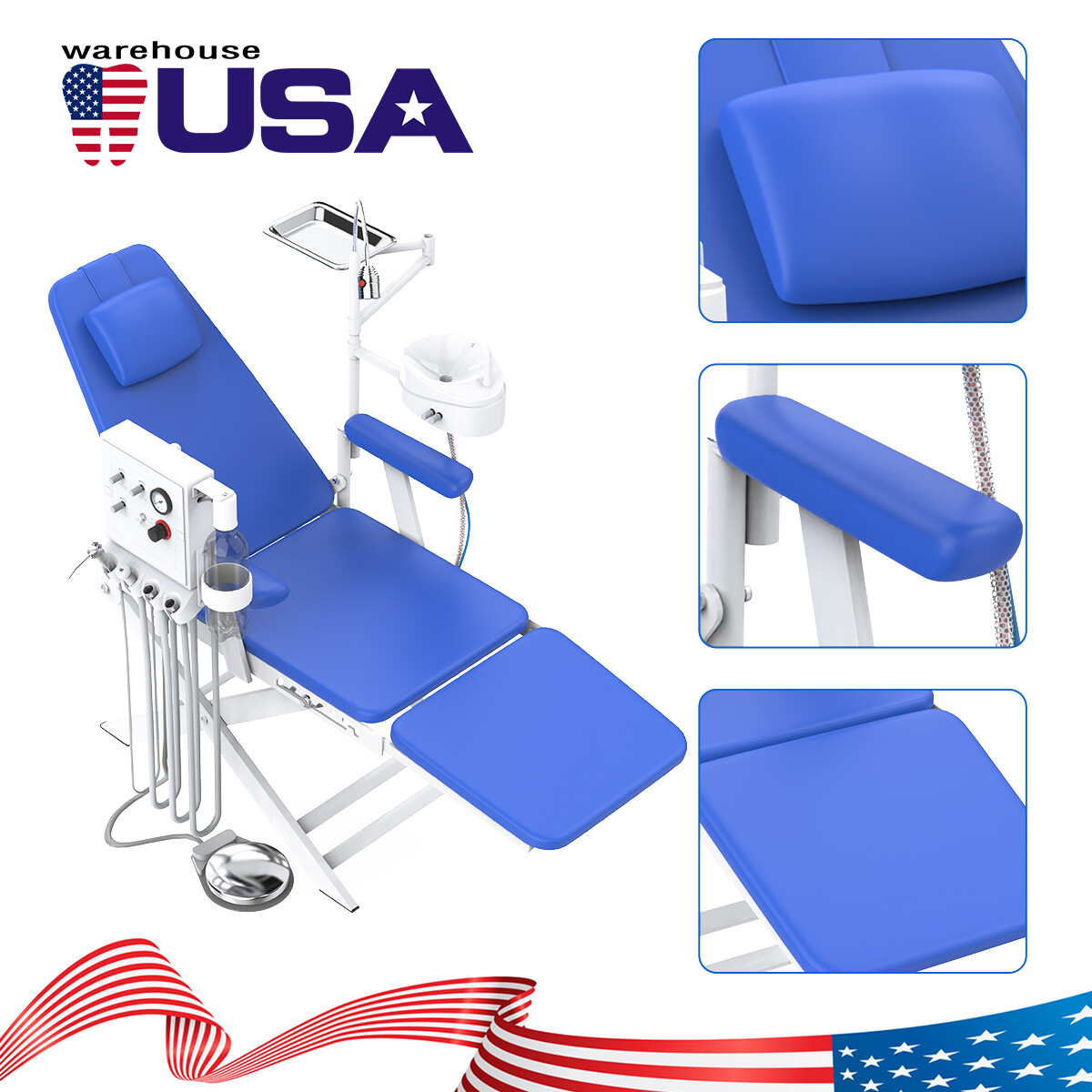 Dental Unidad de entrega portatil móvil Compresor de aire Succión /Silla