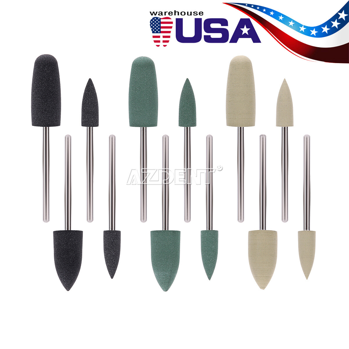 12pcs Dental Silicone Polishers Resin Base Acrylic Polishing Burs HP0412 2.35mm