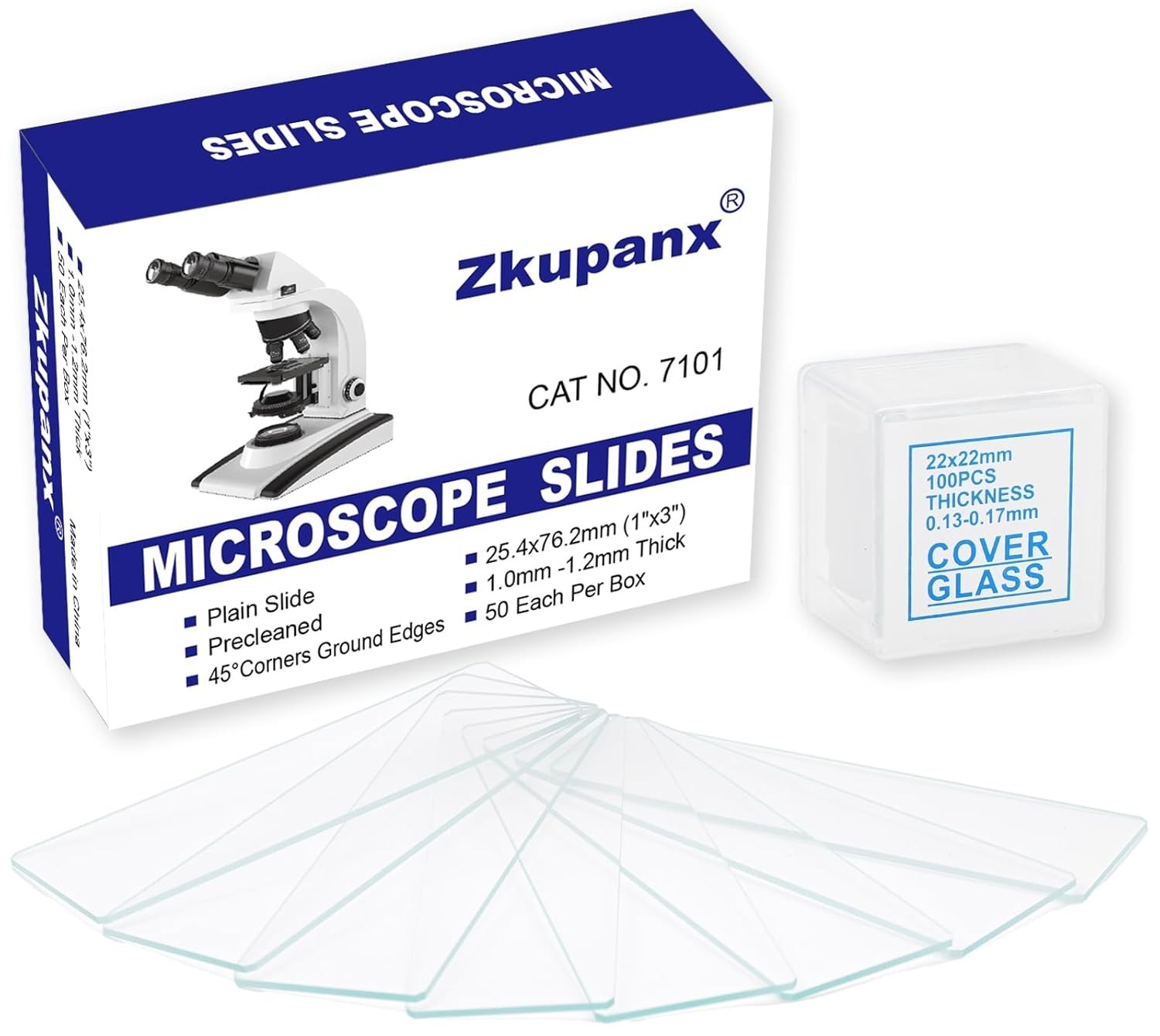 Blank Glass Microscope Slides and Covers – Ground Edges & 45° Clipped Corners, H