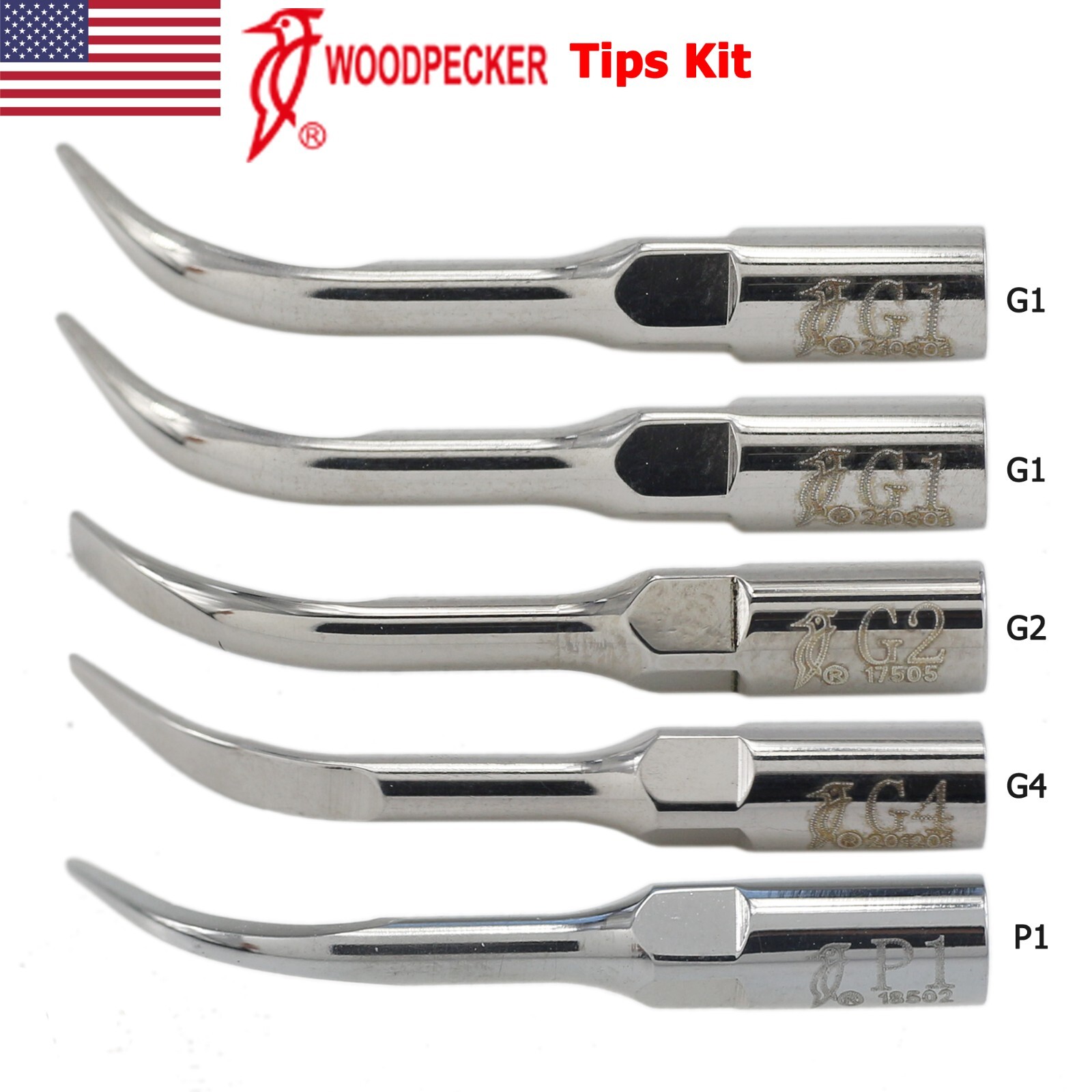 Woodpecker Dental Ultrasonic Scaler Handpiece HW-5L Piezo Tips G1 P1 P3 G4 EMS