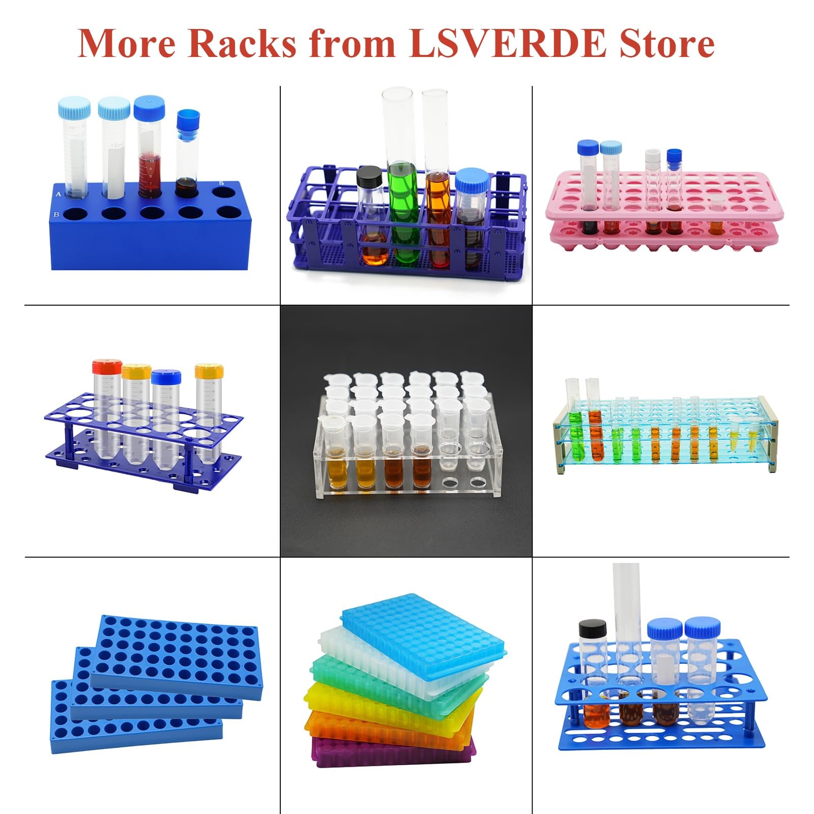 1 PCS Plastic Test Tube Rack Holder For Centrifuge Tubes 50 Holes Pink