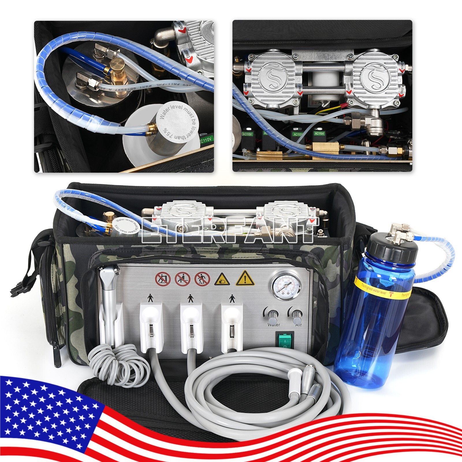 Portable Dental Delivery Unit Bag Air Compressor Suction System 4 Hole BD-401