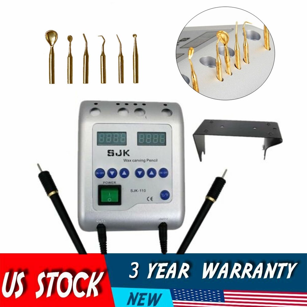 SJK Dental Lab Electric Wax Knife Waxer 2 Carving Pen Pencil Carver With 6 Tips