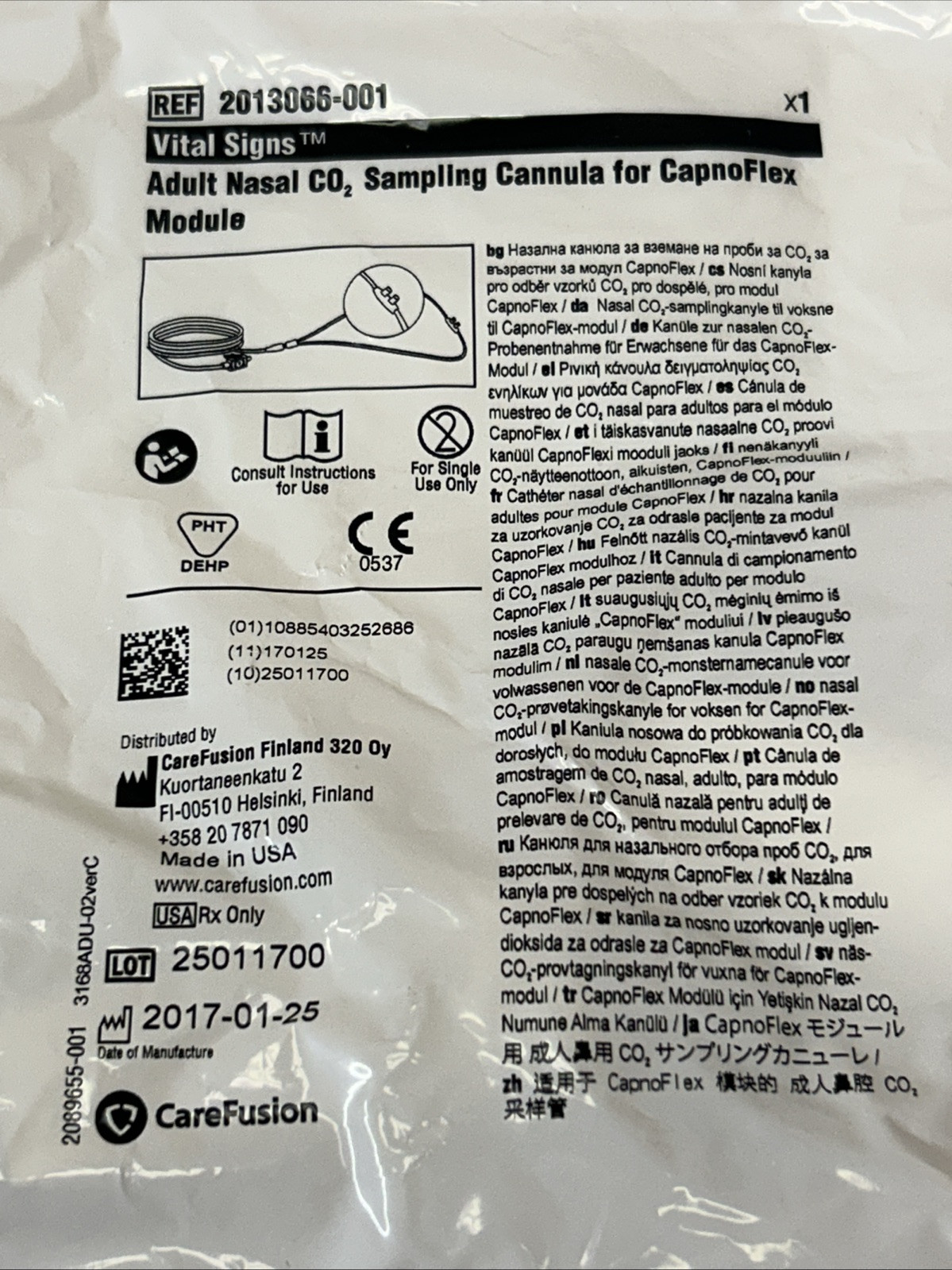 *1-Piece Medical Oral Nasal CO2 Cannula For CapnoFlex Module 2013066-001