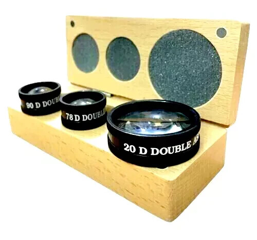 Double Aspheric Lens 20D 90D And 78D COMBO PACK In Wooden Box MADE IN USA