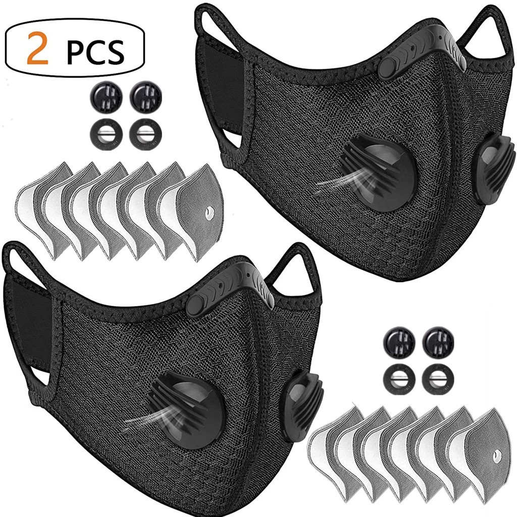 2x Anti Pollution Half Face Cover Respirator Mask With Filters Sports Facepiece