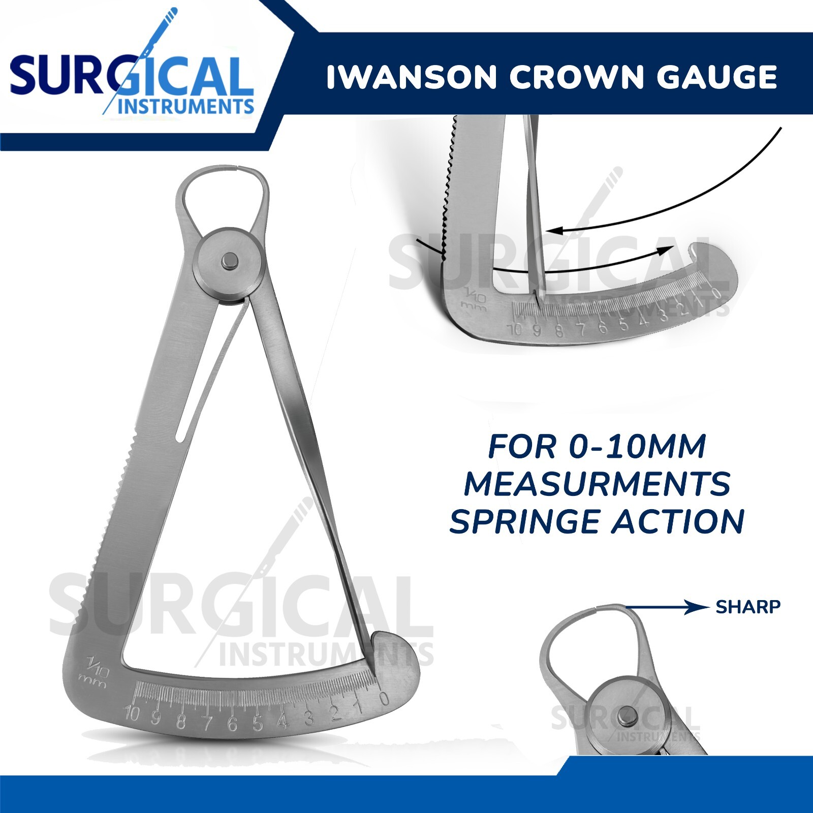 Wax Dental Crown Gauge Caliper 4″ Stainless Steel Dental Surgical German Grade