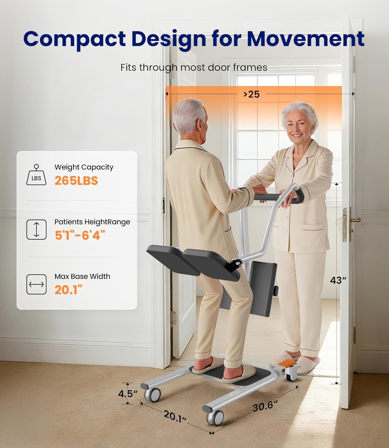 Sit to Stand Assist Lift Active Standing Trainer with Split Seat 265 lb Capacity