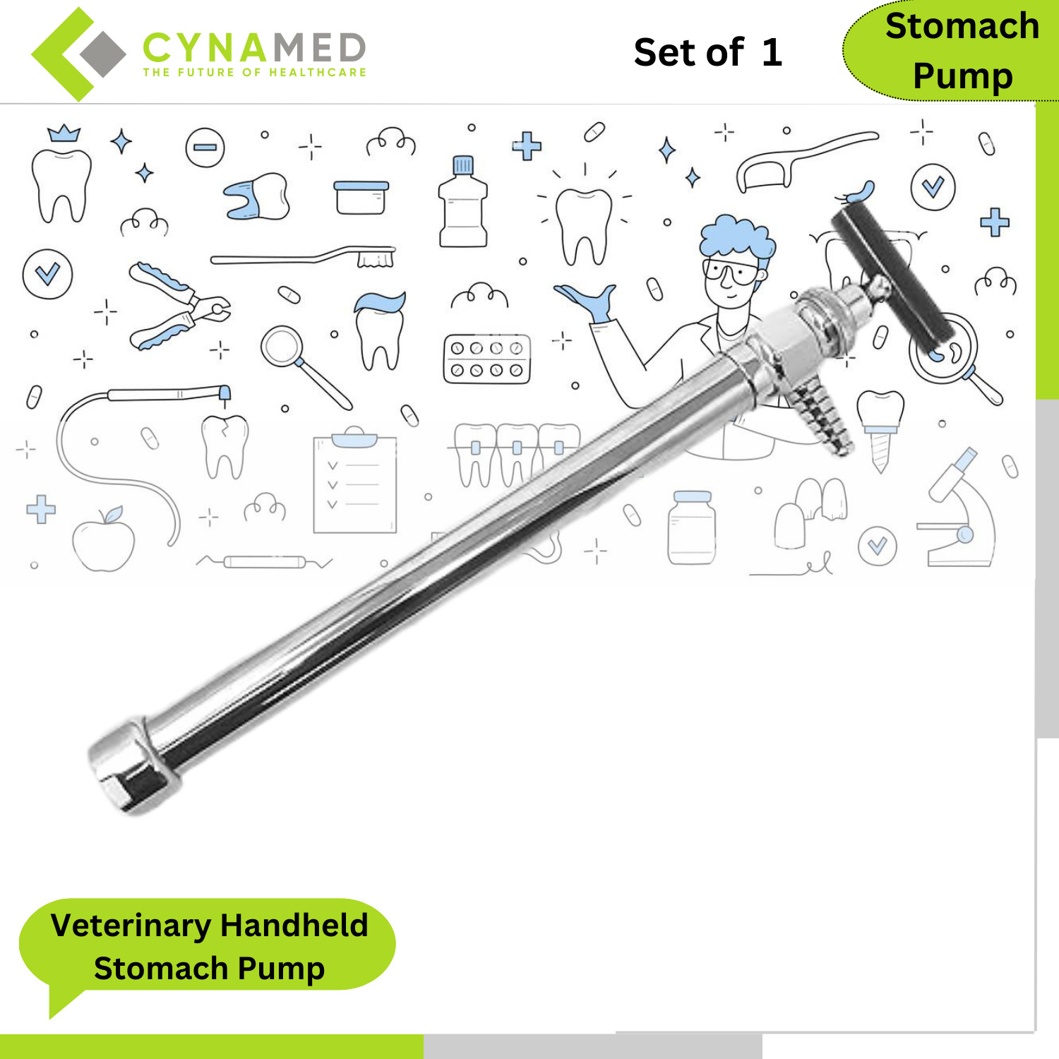 Cynamed Veterinary Handheld Stomach Pump Stainless Steel 15.5 Inches