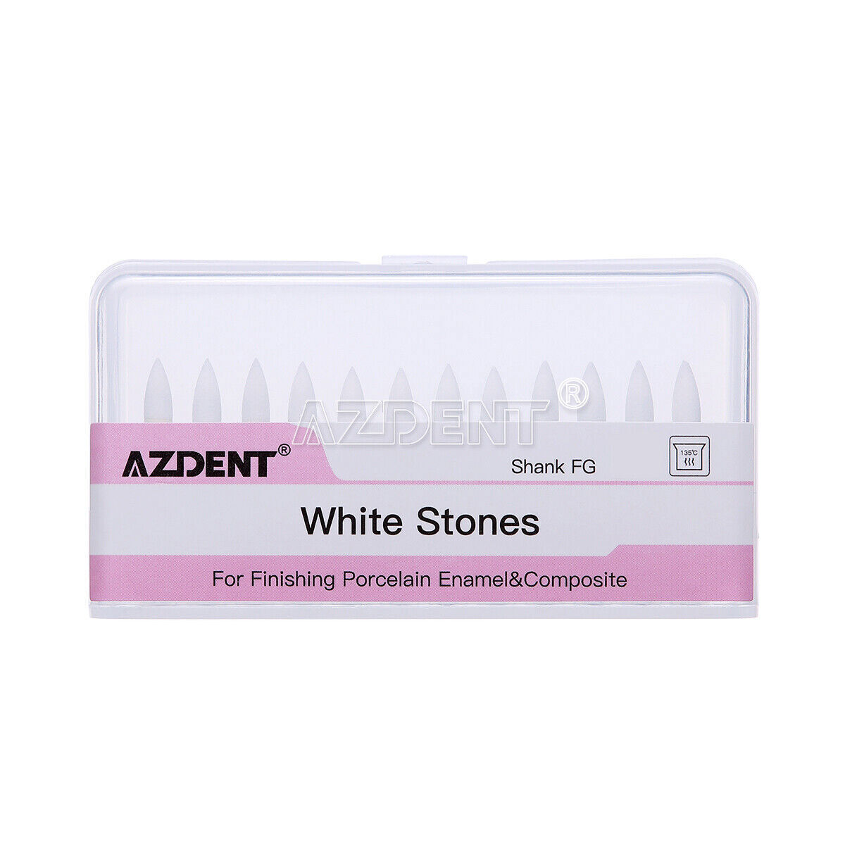 AZDENT Dental Flame Mounted White Stone Polishing Burs FG Abrasion Point Bur