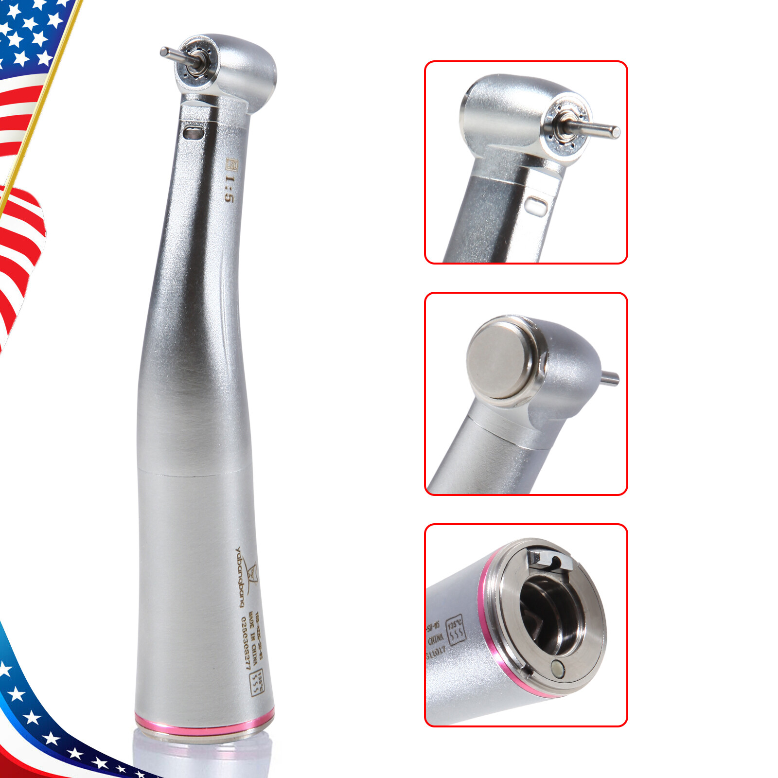 Yabang Dental Electric Handpiece 1:5 Contra Angle Fiber Optic Fit FG 1.60mm
