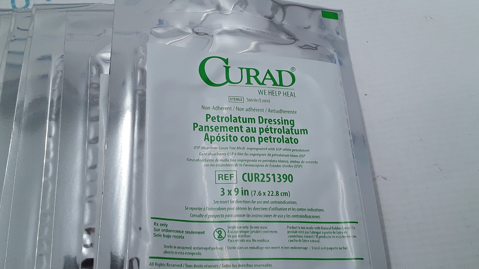 Curad petrolatum Dressing 3x9in REF CUR251390 Lot of 20