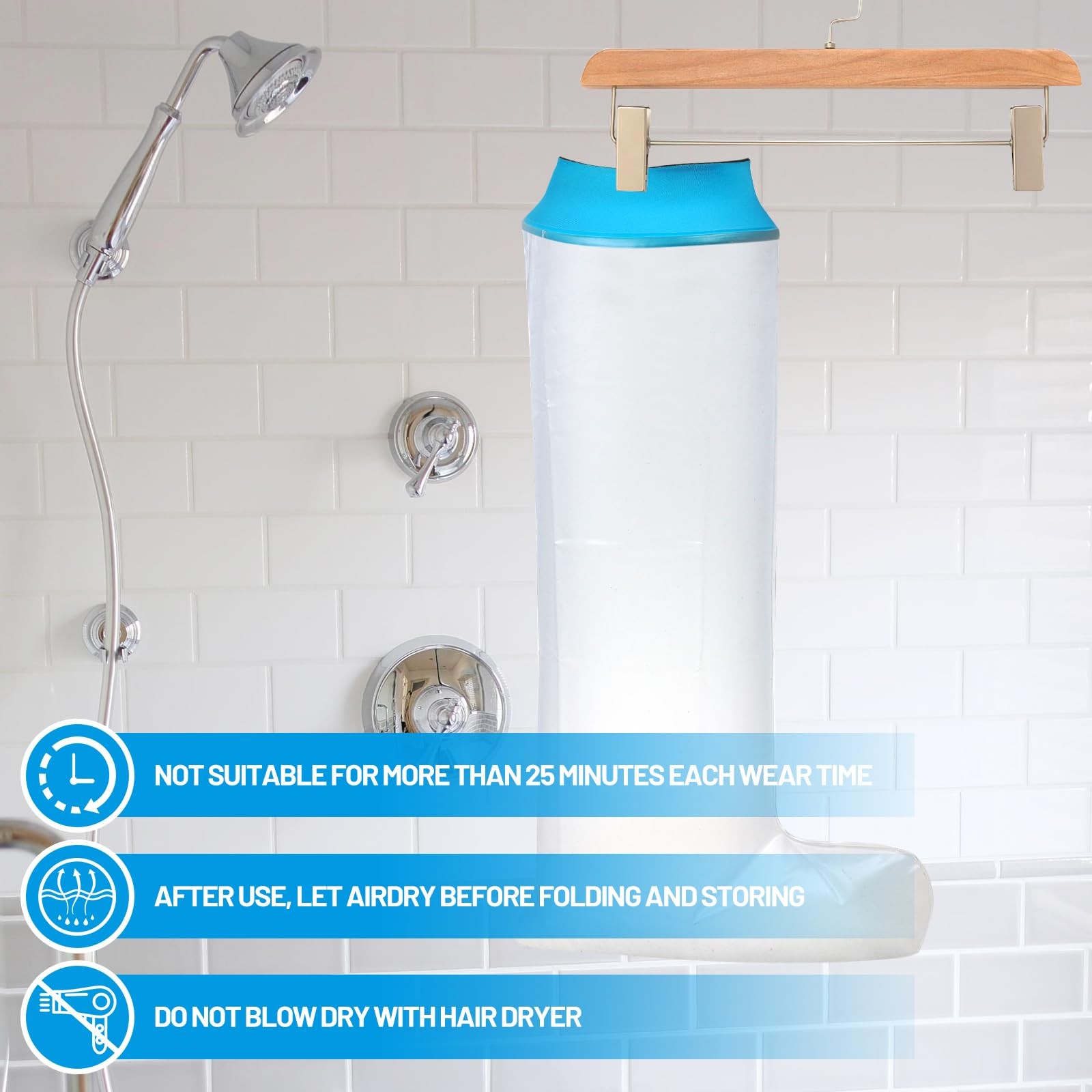 Waterproof Leg Cast Cover for Shower Bath, Adult Full clear