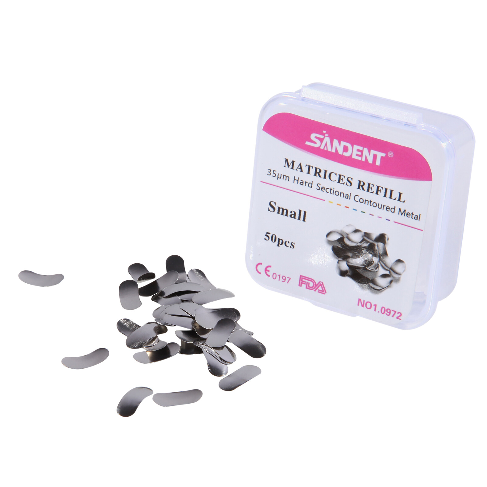 50Pcs/1box Dental Metal Matrices Matrix Band Sectional Contoured Refill SML 35μm