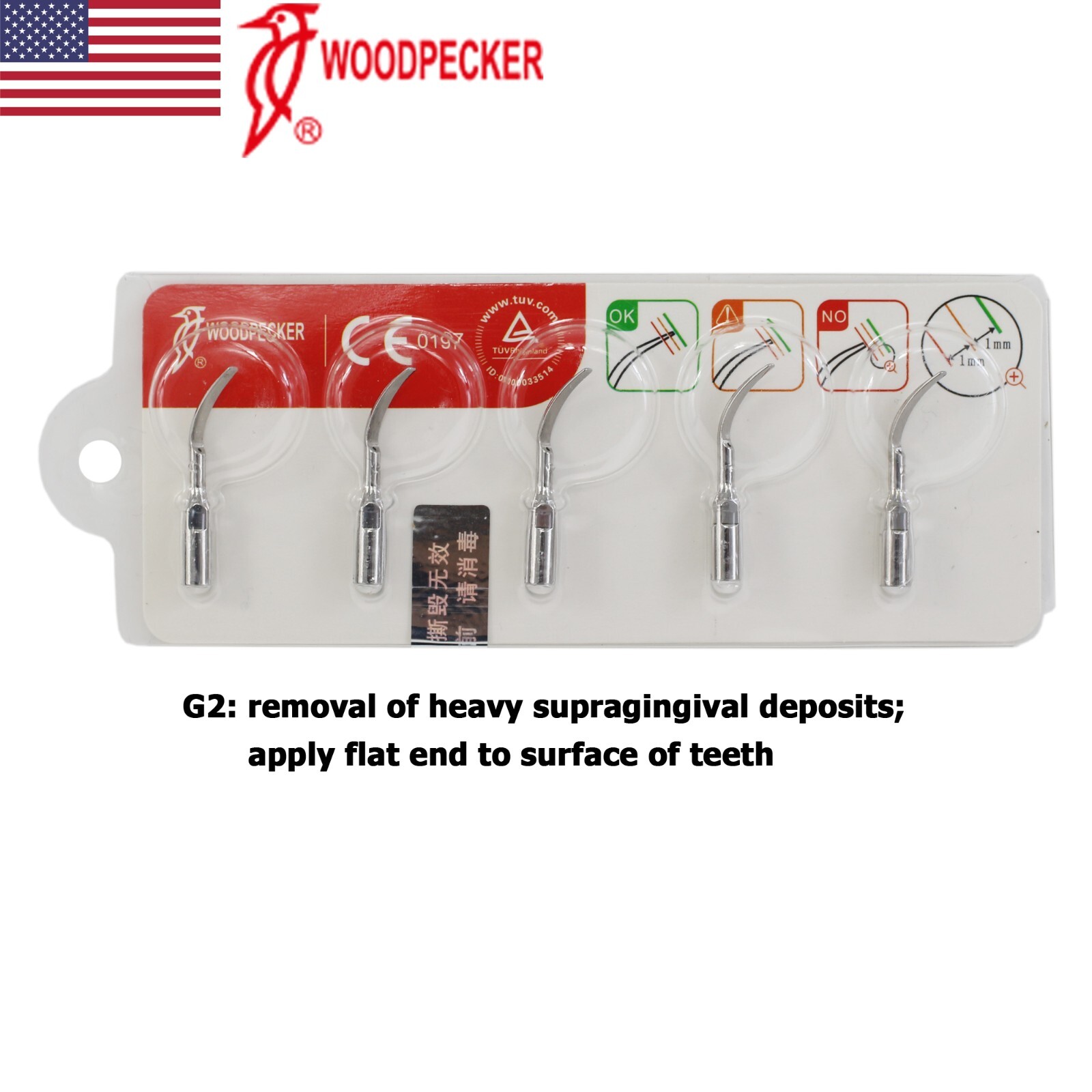 Woodpecker Dental Ultrasonic Scaler Handpiece HW-5L Piezo Tips G1 P1 P3 G4 EMS
