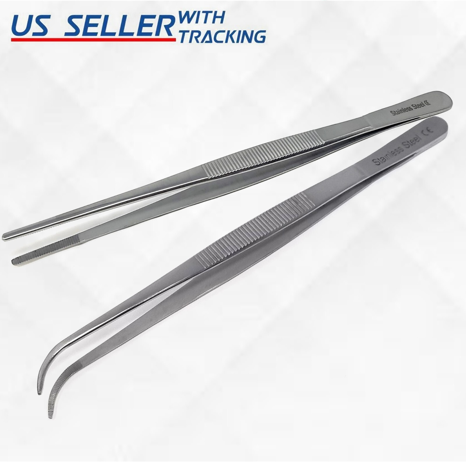 Handy 8″ Extra-Long Tweezers Instruments Thumb Forceps Stainless German Grade