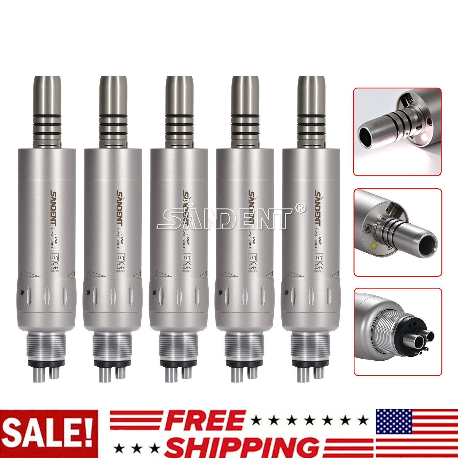 Dental Internal Water Spray Low Speed Air Motor Handpiece 4Hole E-generator LED