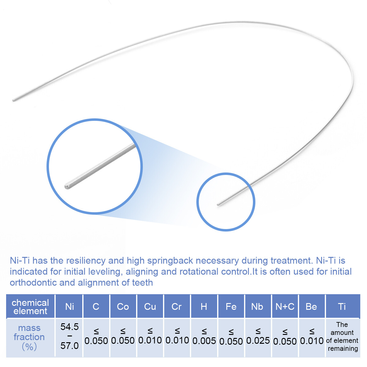 AZDENT Dental Orthodontic Super Elastic Niti Rectangular Arch Wires Ovoid Form