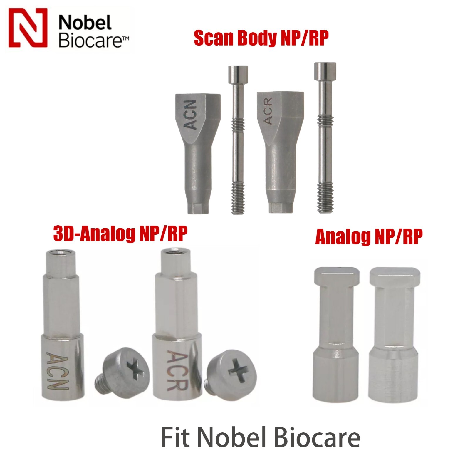 US Fits Nobel Biocare Kit Locator/Healing Abutments Scan Bodies Lab Analog NP/RP