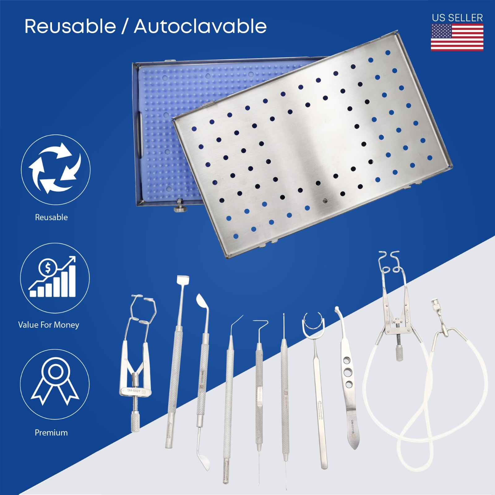 Reusable Lasik Kit for Ophthalmic Procedures Surgical Eye Instruments Kit 12 Pcs