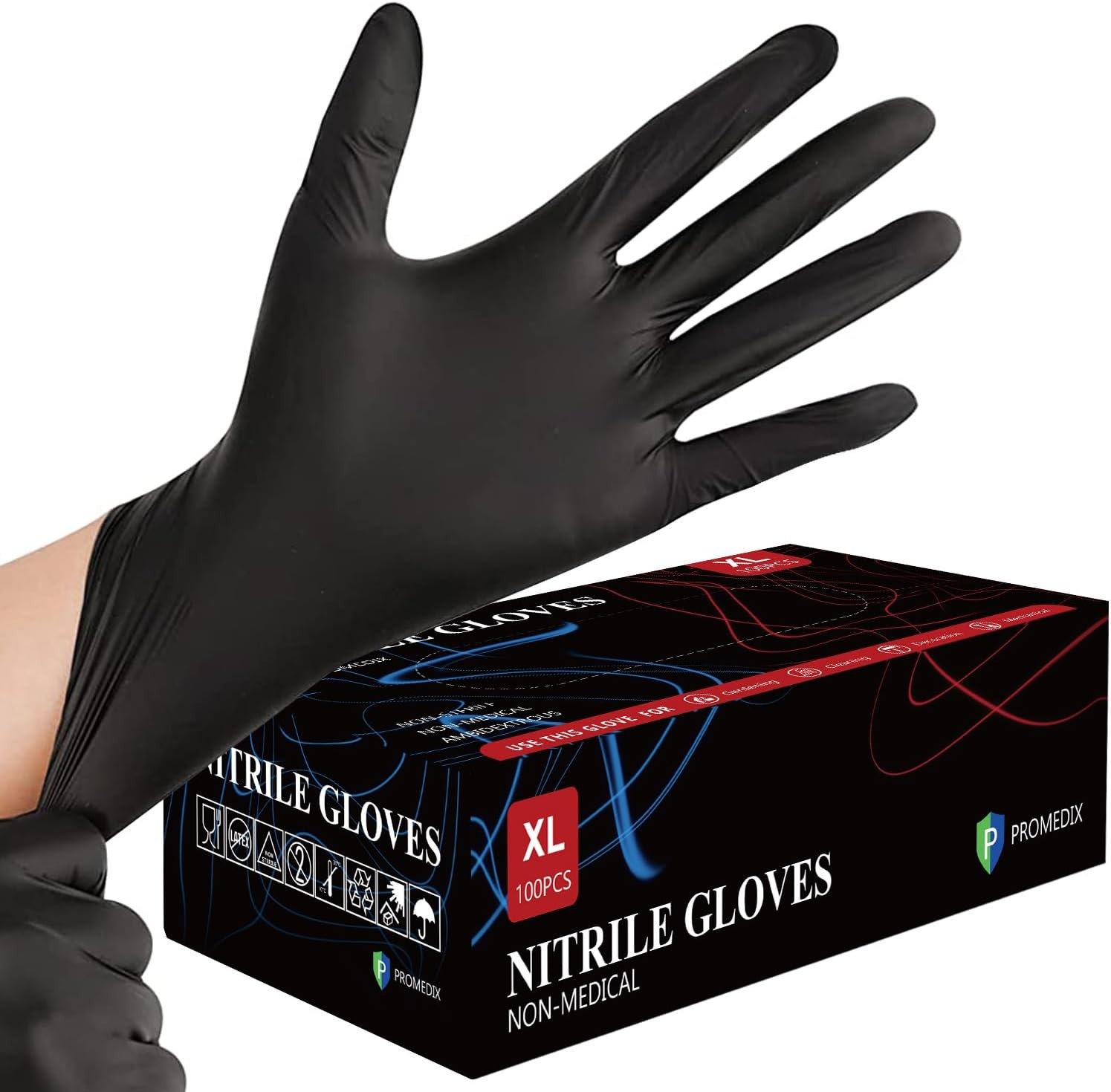 PROMEDIX P Nitrile Disposable Gloves,4mil-100 Count,Gloves Disposable Latex Free