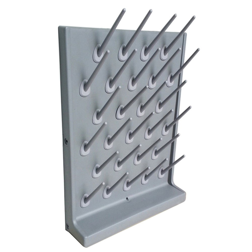 2PCS Lab Supply Wall Desk Drying Rack 27 Pegs Cleaning Equipment Grey PP Shelf