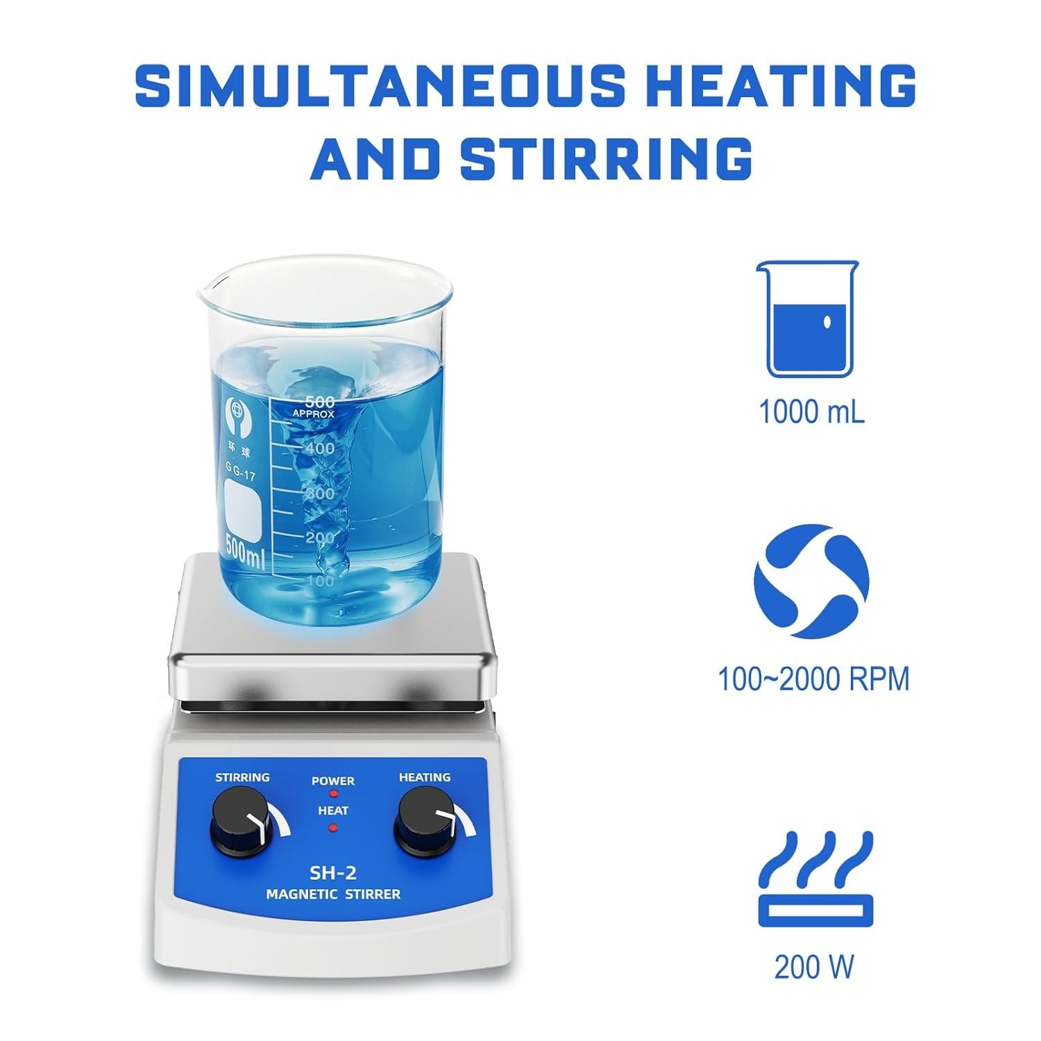 Magnetic Stirrer Hot Plate W/Stir Bar100 2000Rpm Magnetic Hotplate Stirrer 180W
