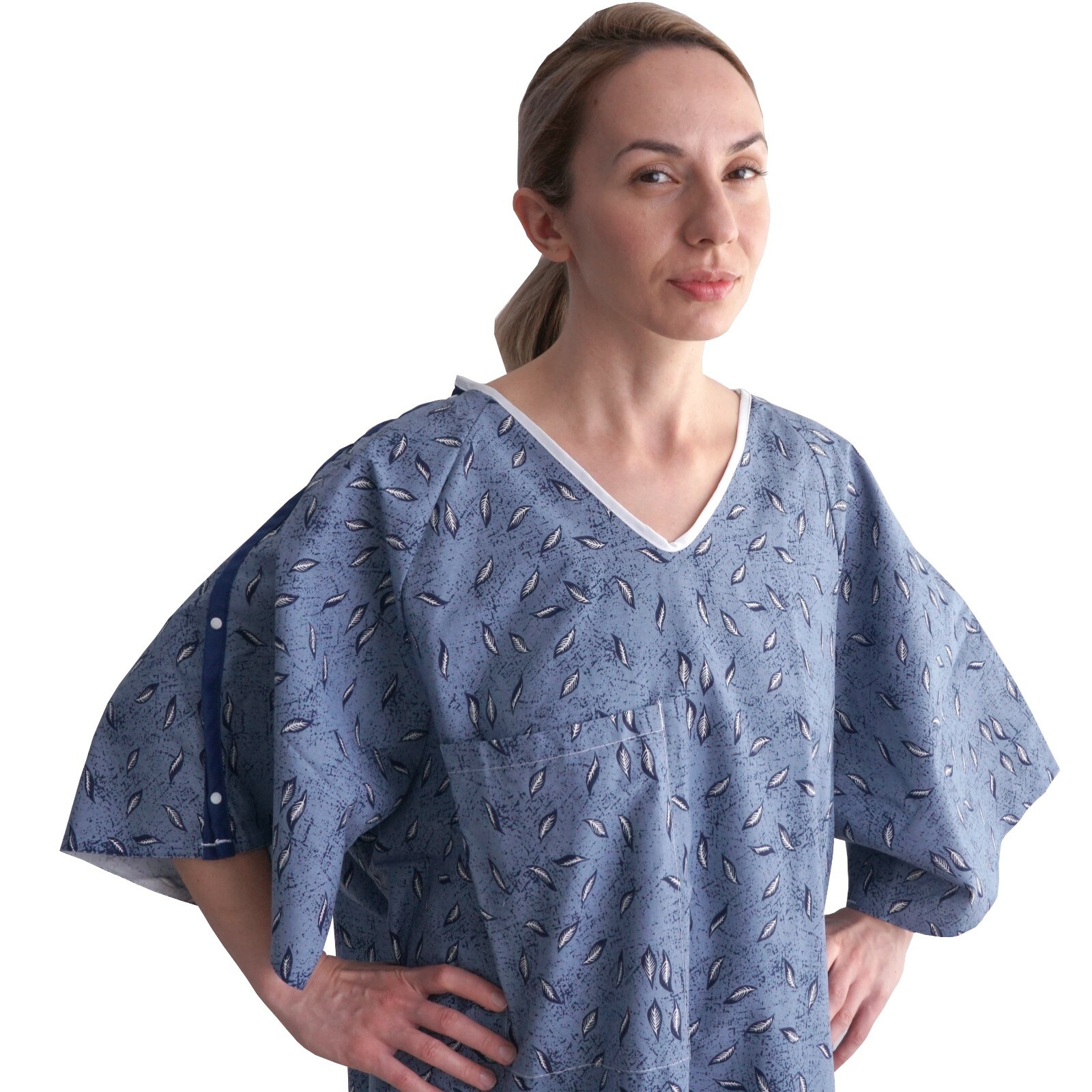 3 Pack – Hospital Patient Gown, IV, Tieside w/Telemetry Pocket, Size Medium – XL