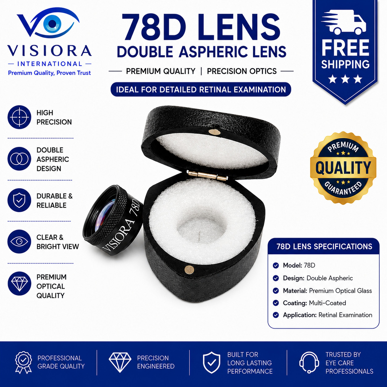 Visiora 78D Double Aspheric Lens for Indirect Ophthalmoscope – Premium Quality